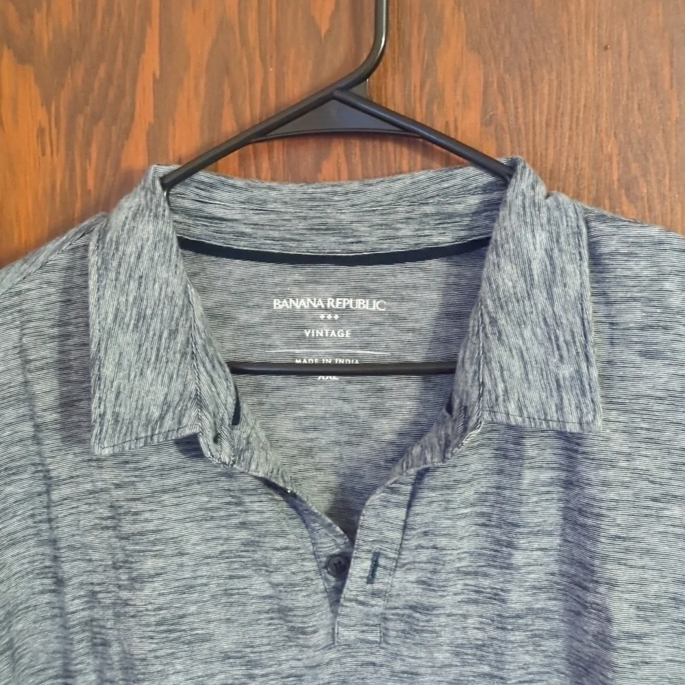 Banana Republic Blue/Gray Vintage Style Short Sleeve Polo Shirt Size XXL